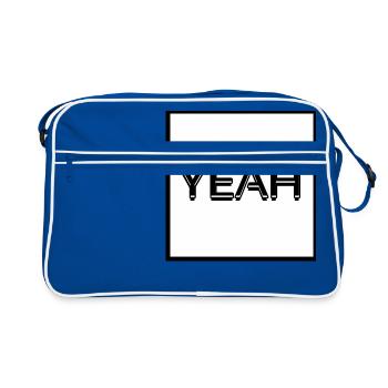 Yeah (Weiß) - Retro Tasche - Blau/Weiß - Vorne