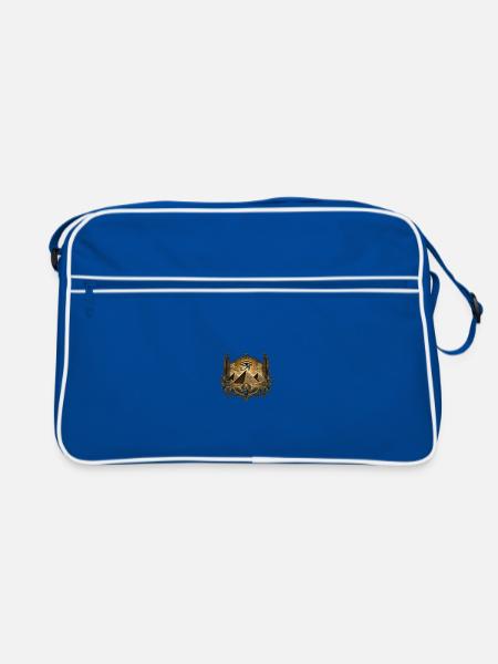 Ägyptisches Phönix Auge Horus & Pyramiden - Retro Tasche - Blau/Weiß