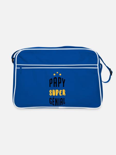 Papy Papi Grand-Père Retraite famille - Sac Retro - bleu/blanc - Devant