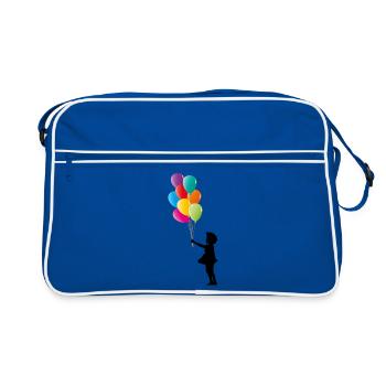 Fille avec des ballons colorés - Sac Retro - bleu/blanc - Devant