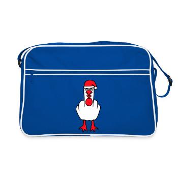 Seagull Middle Finger Fuck You Angry Christmas - Retro Bag - blue/white - Front