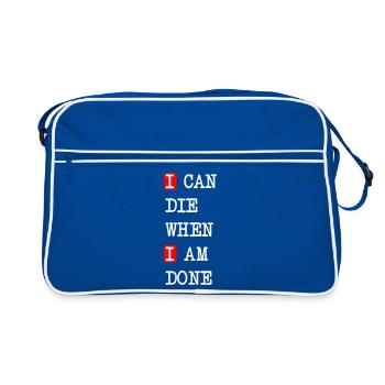 Mourir quand j’aurai fini – design sombre et statement - Sac Retro - bleu/blanc - Devant