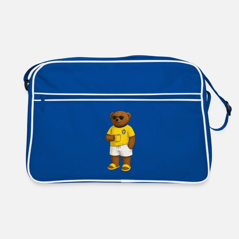 Swedish Strandbär with Sunglasses and Coffee Cup Retro Bag