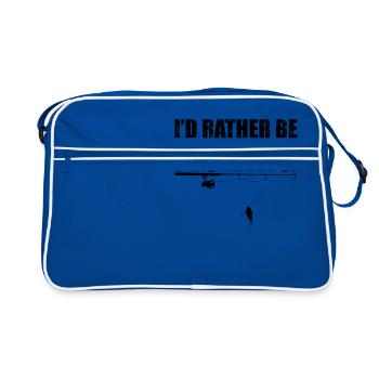 Ich würde lieber angeln T-Shirt lustiges Geschenk für - Retro Tasche - Blau/Weiß - Vorne