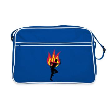 Jogger fire flame - Retro Bag - blue/white - Front