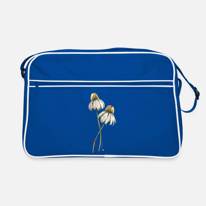 Rote Marienkäfern auf Echinacea-Blume Abbildung Retro Tasche