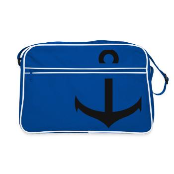 sailor captain ship boat seemann kapitaen segelboo - Retro Tasche - Blau/Weiß - Vorne