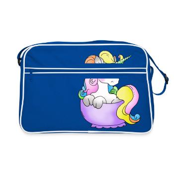 Licorne dans la tasse - Sac Retro - bleu/blanc - Devant