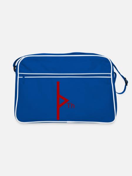 Thurisaz Rune mit Buchstabe Rot – Wikinger Futhark - Retro Tasche - Blau/Weiß