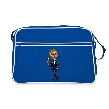 Surreales Dapper-Porträt - Retro Tasche - Blau/Weiß - Vorne