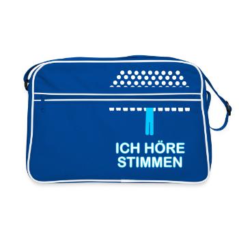 Ich höre Stimmen Chor Dirigent - Retro Tasche - Blau/Weiß - Vorne
