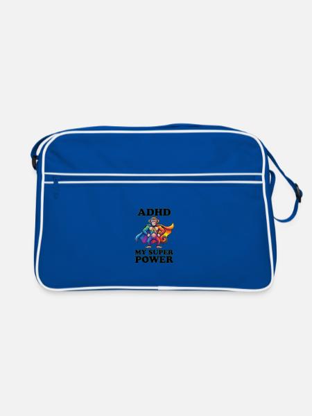ADHD Super Power | SuperApe - Retro Tasche - Blau/Weiß