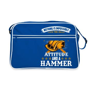 construction worker hammer - Retro Tasche - Blau/Weiß - Vorne
