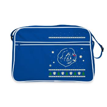 Neufundland Weihnachtsgeschenk - Retro Tasche - Blau/Weiß - Vorne
