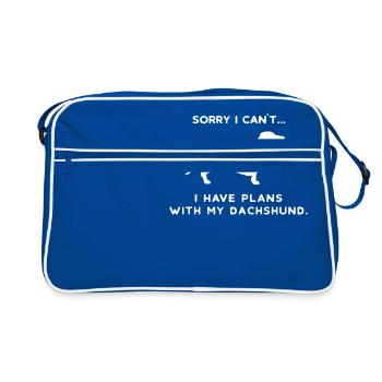 Dackel Hund Hunde Jäger Jagd Förster Wald Jagdhund - Retro Tasche - Blau/Weiß - Vorne