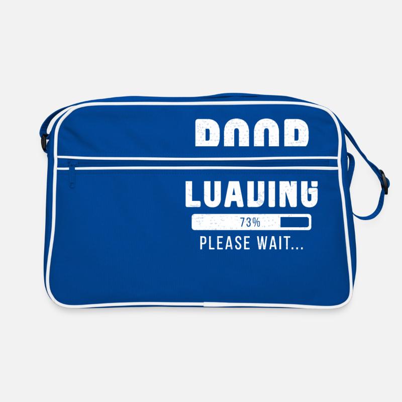Poop loading... please wait! | Poop Shirt - Retro Tasche - Blau/Weiß