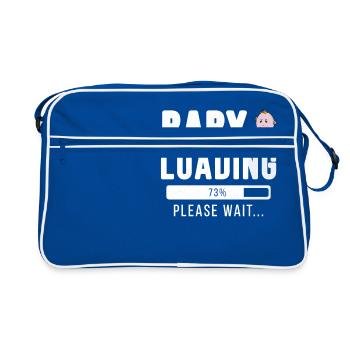 Baby loading... please wait! | Baby Shirt - Retro Tasche - Blau/Weiß - Vorne