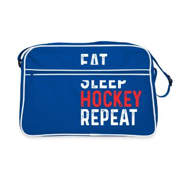 Eat Sleep Hockey Repeat - Retro Tasche - Blau/Weiß - Vorne