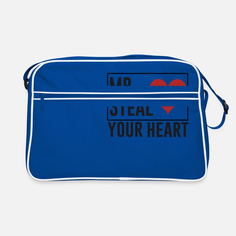 Valentinstag Geschenk Kind Pirat lustig Herz - Retro Tasche - Blau/Weiß