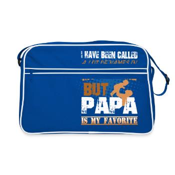 Stolzer Papa T-Shirt, Papa Geschenk - Retro Tasche - Blau/Weiß - Vorne