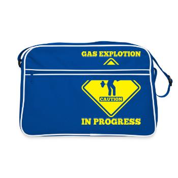 Signe de prudence Explosion de gaz en cours Fart drôle - Sac Retro - bleu/blanc - Devant