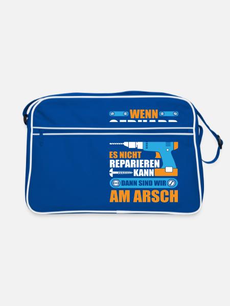 GERHARD Name Geschenk Reparatur reparieren - Retro Tasche - Blau/Weiß - Vorne