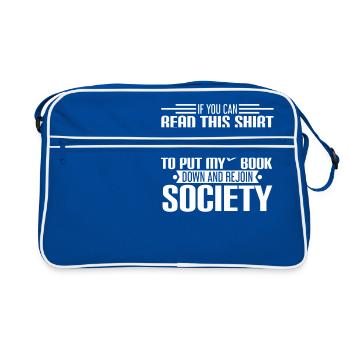 READING - READING - READING - NERD - BOOKS - BOOK - Retro Bag - blue/white - Front