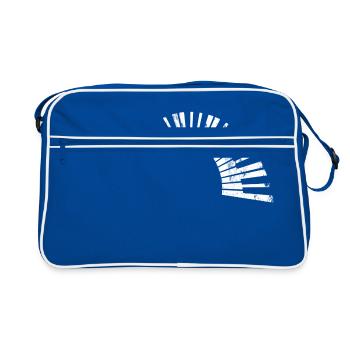 Klavier Tasten Form Ich liebe Klavier Geschenk - Retro Tasche - Blau/Weiß - Vorne