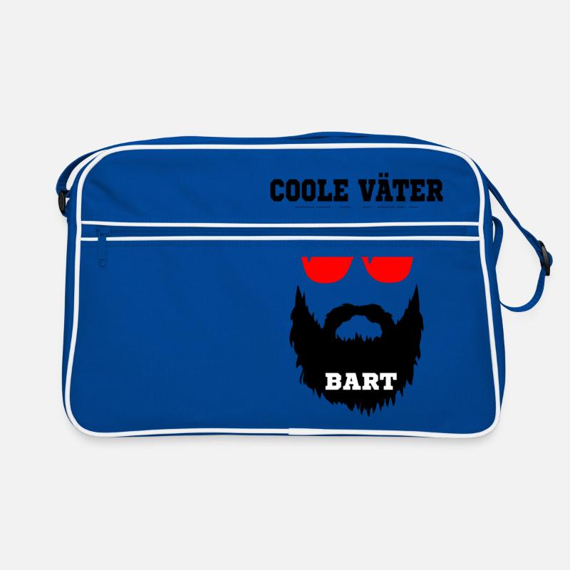 Coole Väter tragen Bart - Geschenk, Bart Spruch - Retro Tasche - Blau/Weiß
