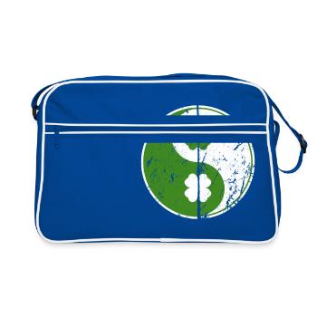Yin Yang Shamrocks chinesisches Symbol St. Patrick - Retro Tasche - Blau/Weiß - Vorne