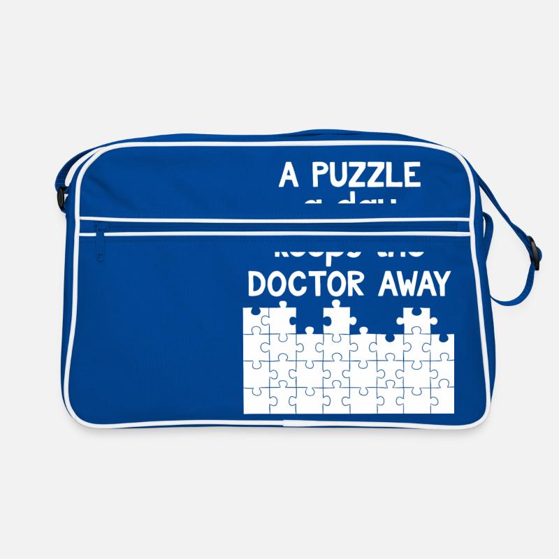 Jigsaw Puzzle - Puzzlen - Puzzle - Geschenk - Retro Tasche - Blau/Weiß