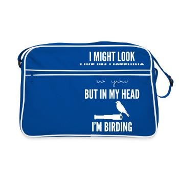 Observation des oiseaux - observation des oiseaux - observation des oiseaux - oiseau - Sac Retro - bleu/blanc - Devant