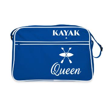 Kajakfahren - Kanufahren - Paddeln - Königin - Retro Tasche - Blau/Weiß - Vorne
