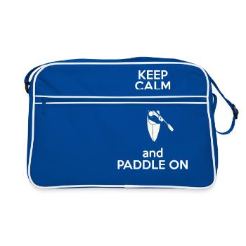Kajakfahren - Kanufahren - Paddeln - Keep Calm - Retro Tasche - Blau/Weiß - Vorne