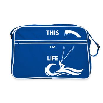 Kitesurfen - Kitesurfer - Kitesurfing - Geschenk - Retro Tasche - Blau/Weiß - Vorne