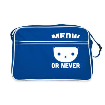 Le cadeau du chat miaule ou jamais la tête de chat - Sac Retro - bleu/blanc - Devant