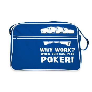 Poker - Poker - Jeu de cartes - Cartes - Travail - Sac Retro - bleu/blanc - Devant