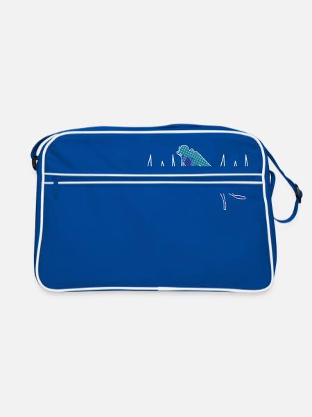 Tauchen - Taucher - Scuba Diving - Herzschlag - Retro Tasche - Blau/Weiß - Vorne