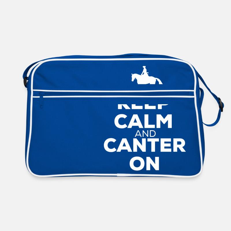 Keep Calm And Canter On - Pferde Reiten Geschenk Retro Tasche