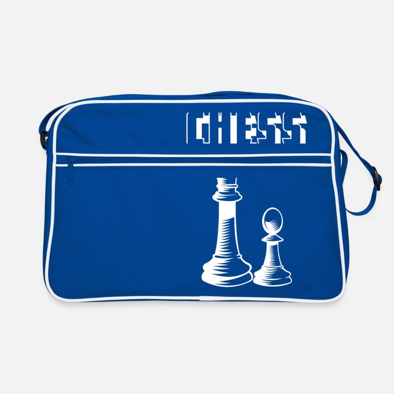 Echecs - Echecs - Echecs - Jeu - Sac Retro - bleu/blanc