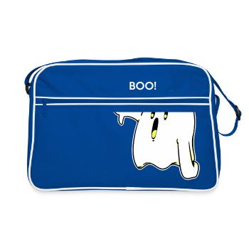 BOO - Geist - Gespenst - gespenstisch - Geschenk - Retro Tasche - Blau/Weiß - Vorne