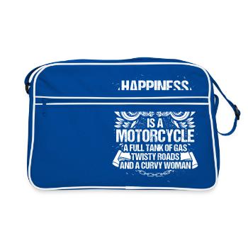 Bonheur: Moto, Routes, Fille - Cadeau - Sac Retro - bleu/blanc - Devant