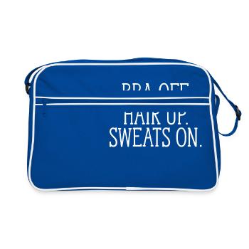 Bra Off. Hair Up. Sweats On Feminist Humor Pride - Retro Bag - blue/white - Front