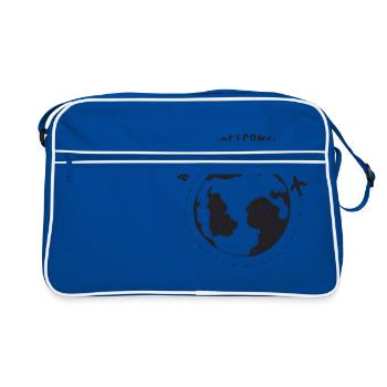 MONDE, ICI JE VIENS! - Conception de Backpacker & Traveller - Sac Retro - bleu/blanc - Devant