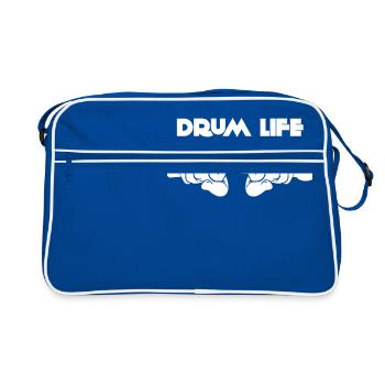 Drummer - Schlagzeuger - Drumsticks - Geschenk - Retro Tasche - Blau/Weiß - Vorne
