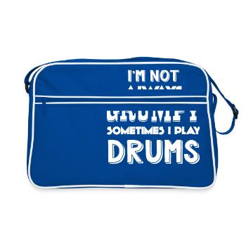 Batteur - Drummer - Drums - Drôle - Sac Retro - bleu/blanc - Devant