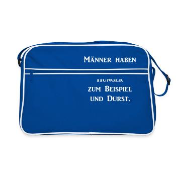 Maenner haben auch Gefuehle Hunger und Durst - Retro Tasche - Blau/Weiß - Vorne