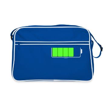 Batterie Mutter Kind Partnerlook Geschenk - Retro Tasche - Blau/Weiß - Vorne