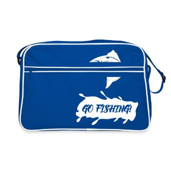 Angeln - Fischen - Angler - Fischer - Fischerei - Retro Tasche - Blau/Weiß - Vorne