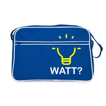 Watt? - Lightbulb Electrician Funny Gift - Retro Bag - blue/white - Front
